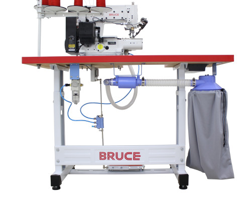 BRUCE V5000-A-UT-35ACX356 комп'ютеризована плоскошовна машина з рукавною платформою, обрізкою краю матеріалу та автоматичними функціями